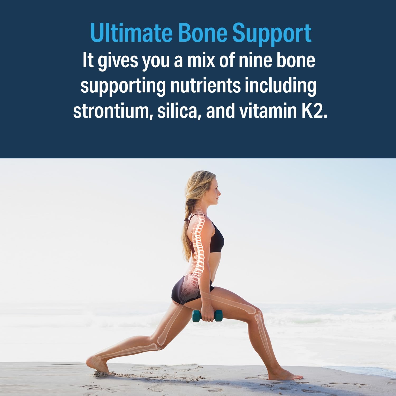Label showing vitamin K2 and D3 on Advanced Bionutritionals Bone Support