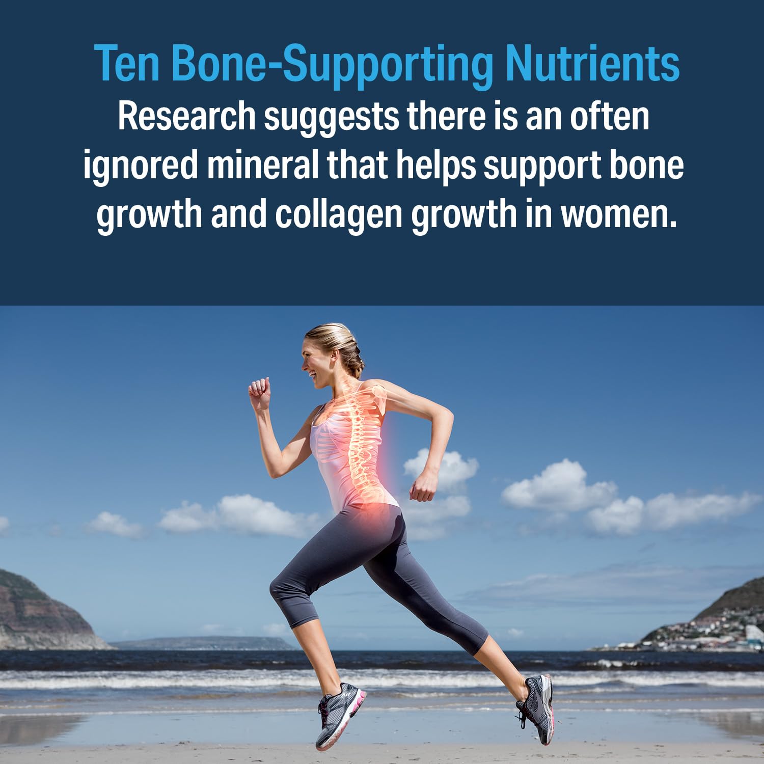 Product image displaying minerals and ingredients for bone health