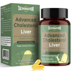 Bottle of Advanced Cholesterol Lowering Supplement with 90 liquid-filled capsules
