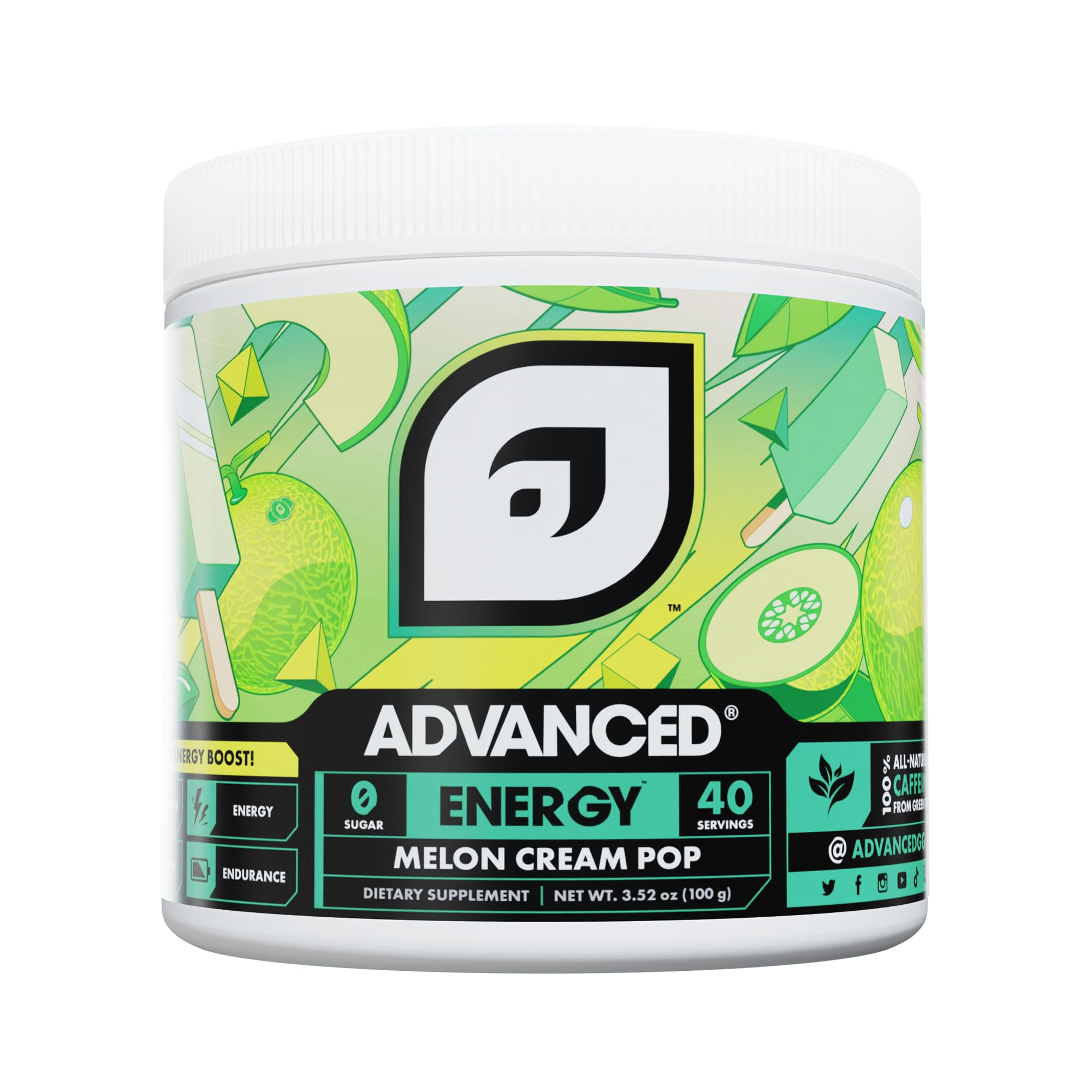 Advanced Energy Boosting Formula melon cream pop tub for convenient hydration
