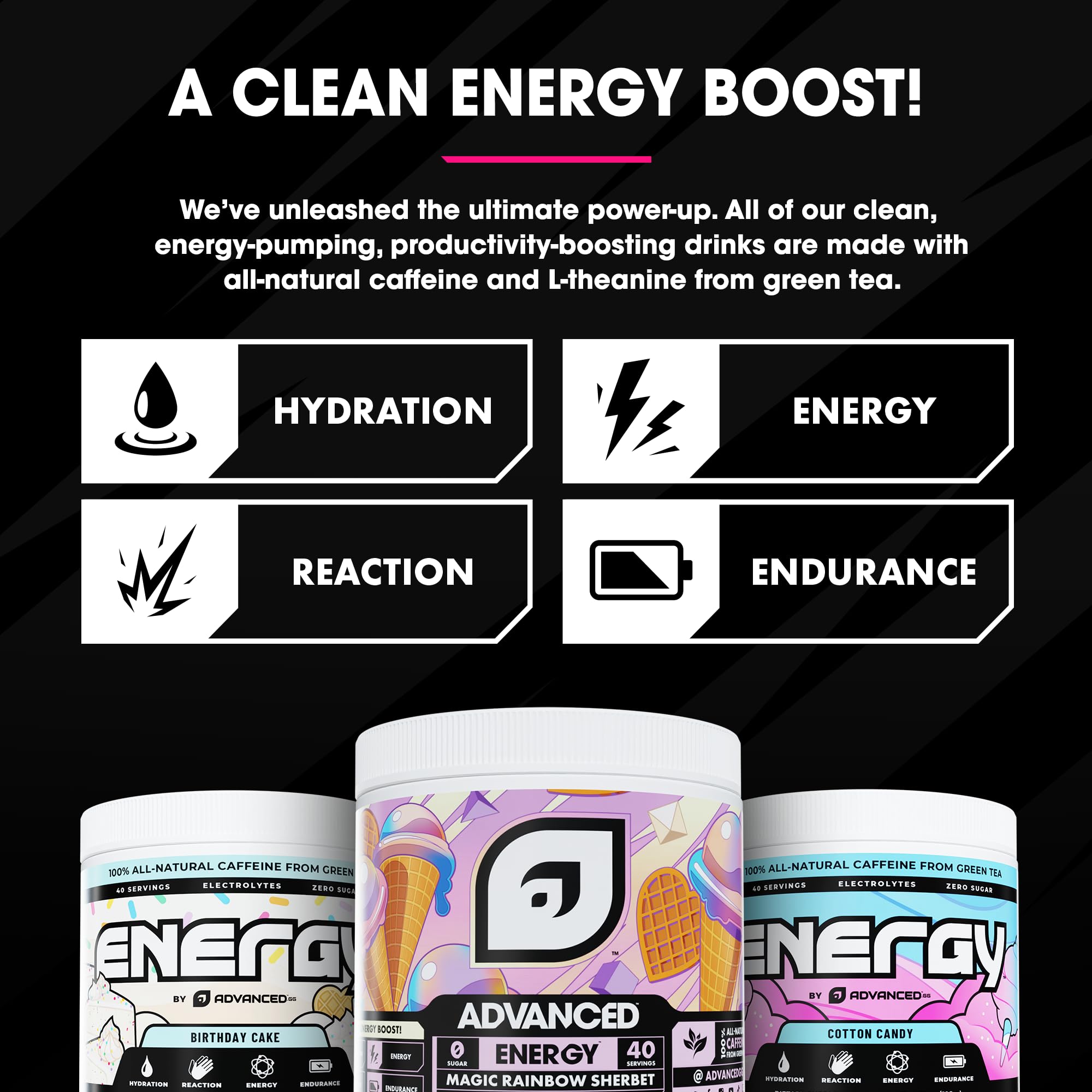 Sugar-free, keto-friendly Advanced Energy Boosting Formula for clean energy