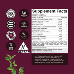 Close-up of cranberry extract and uva ursi herbs