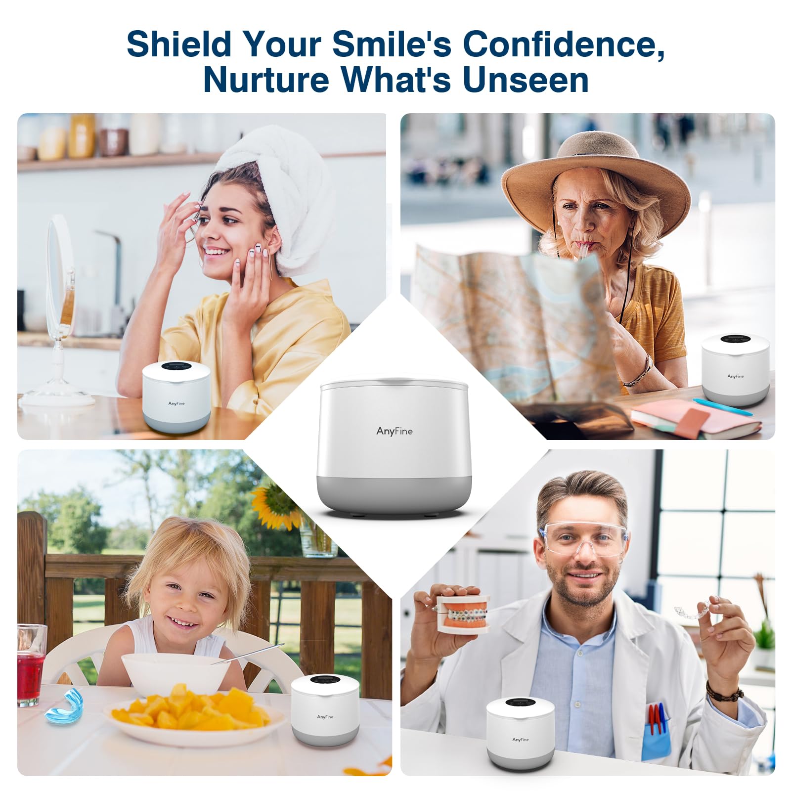 Included accessories: manual, power adapter, silicone tweezers, cleaning tablets