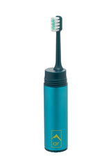 Product shot of Adventure Ready Tooth Care Capsule with compact toothbrush