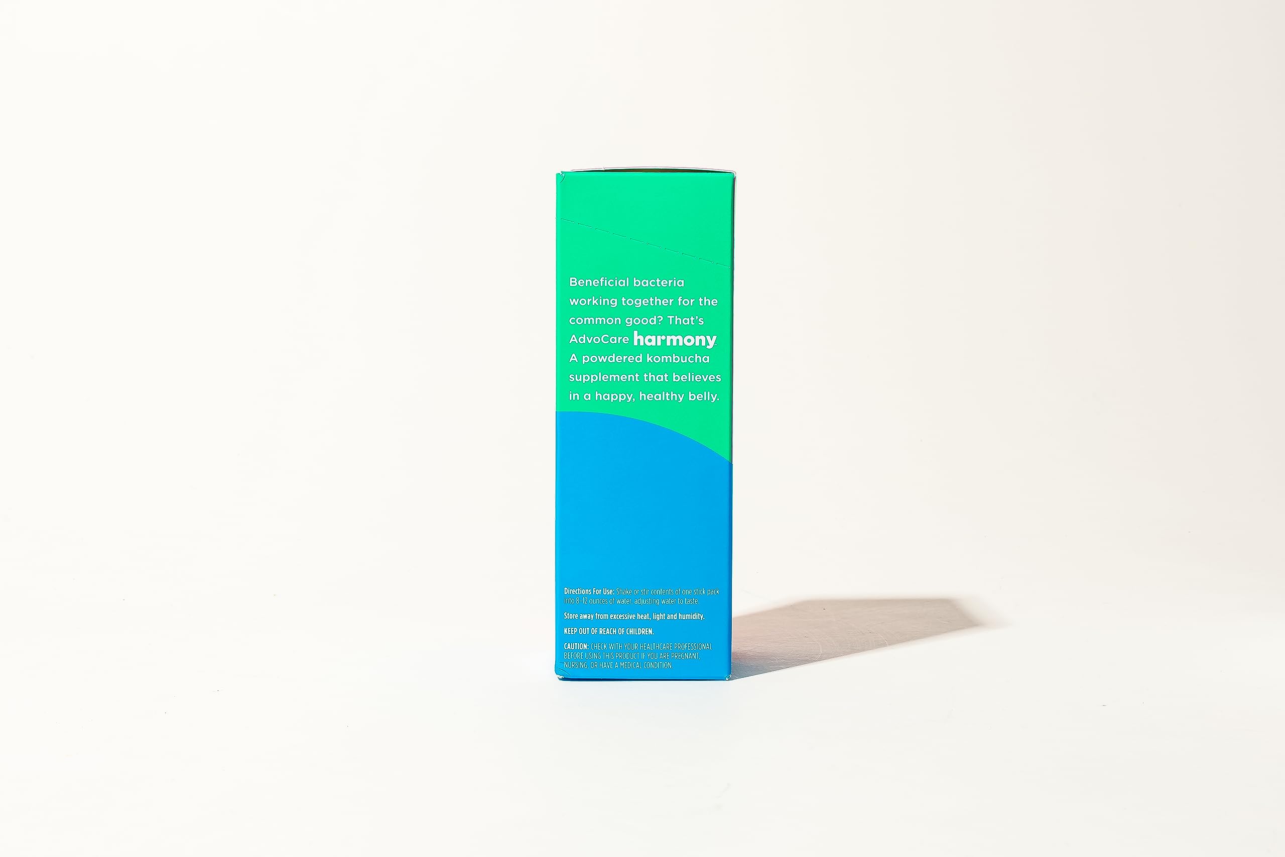 Harmony stick pack highlighting immune-support vitamins A, C, and E