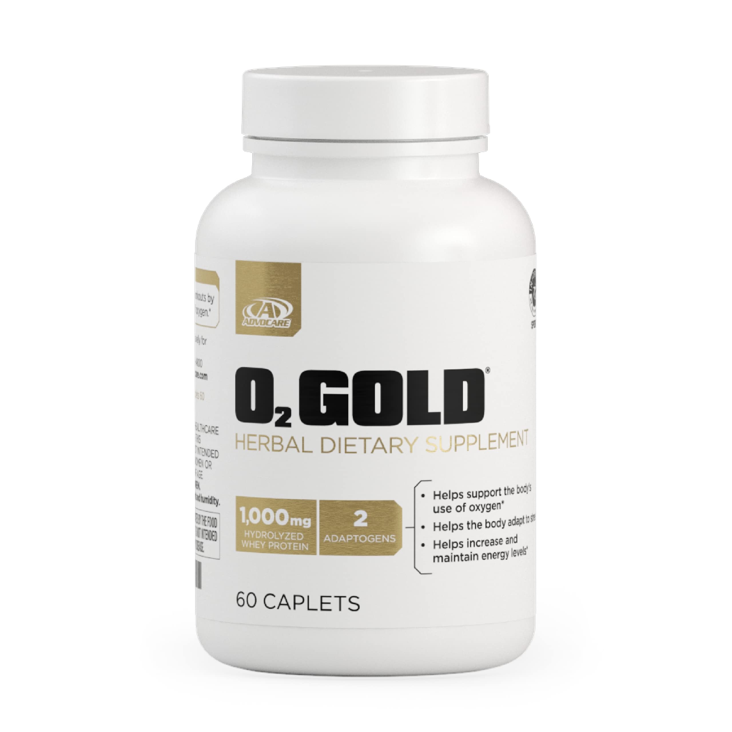 AdvoCare O2 Gold bottle shot highlights a convenient energy-support formula for active days.