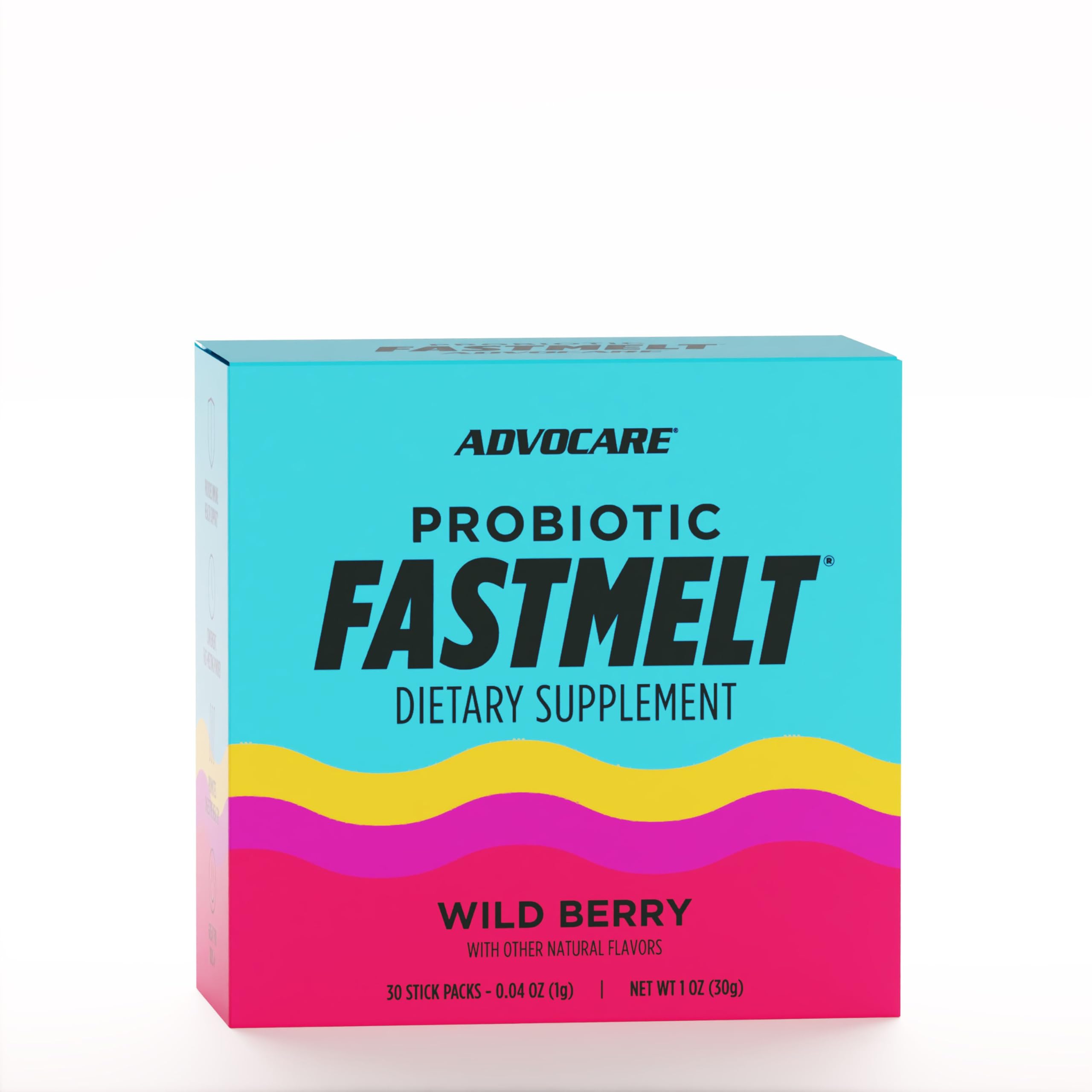 Front view of AdvoCare Probiotic FastMelt Wild Berry box