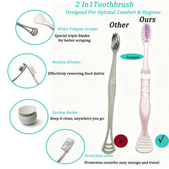 Close-up of dense medium-soft bristles on Aeiruo toothbrush