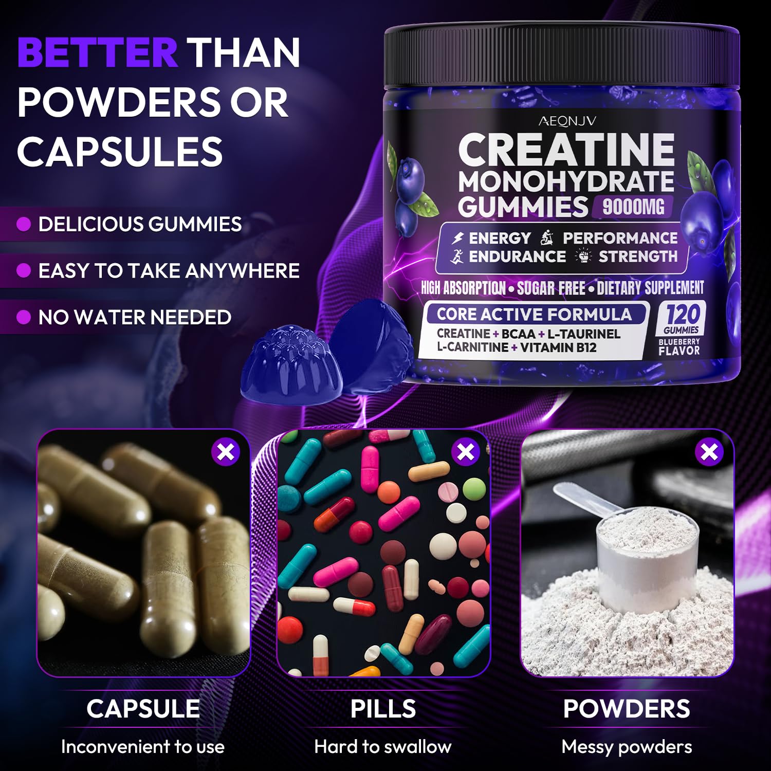 Vegan non-GMO gluten-free creatine gummies