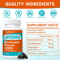 Close-up of product label listing NR 2000 mg per serving