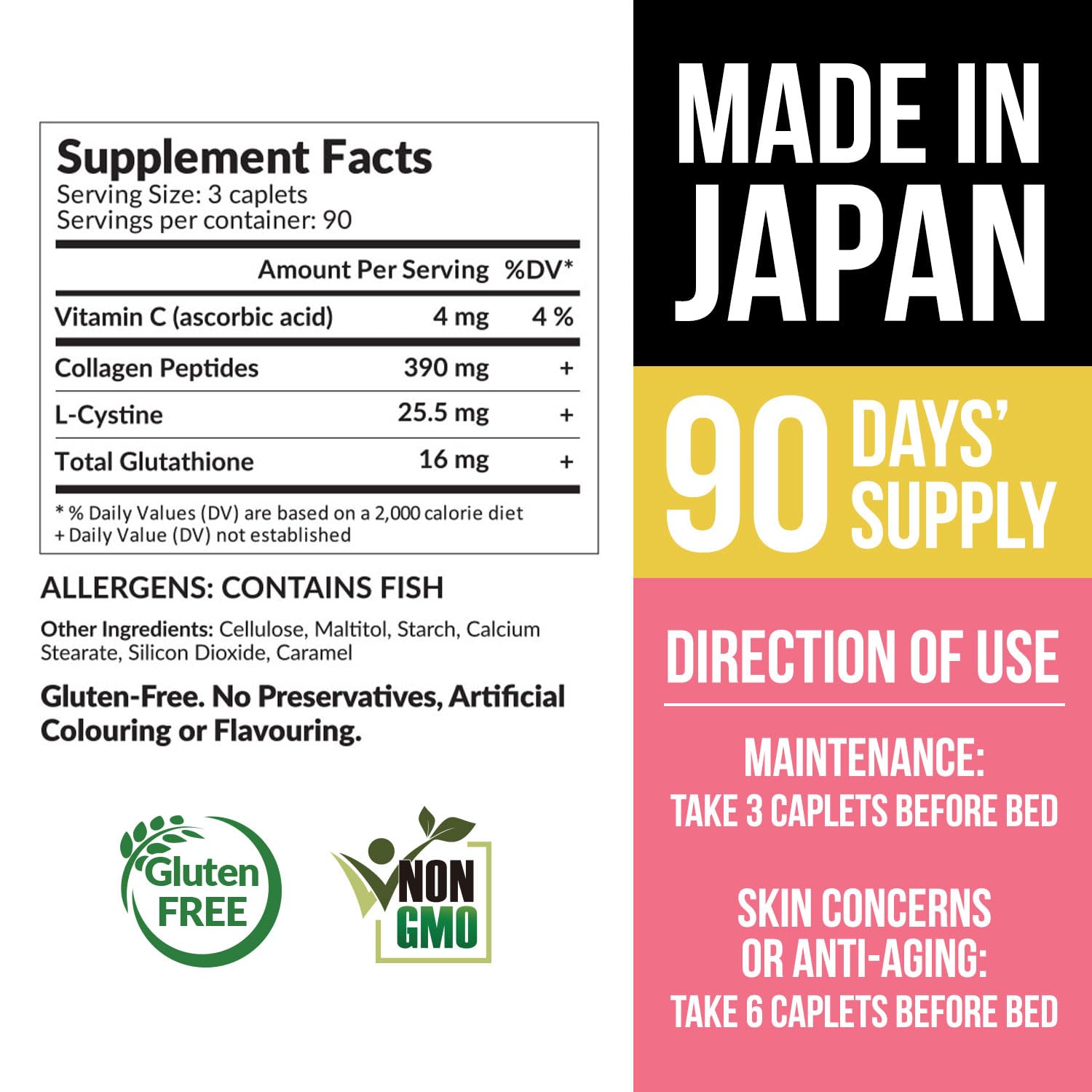 GMP quality assured, Made in Japan label