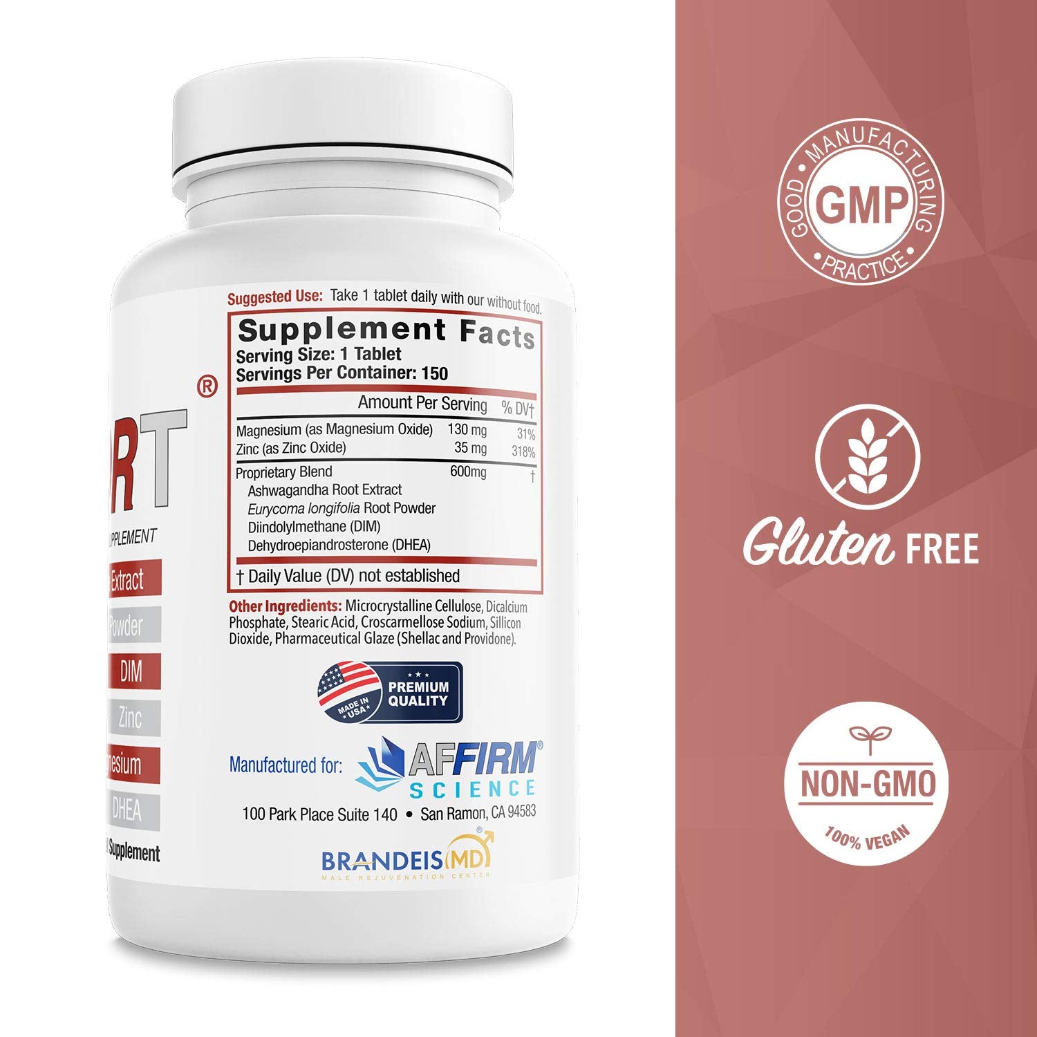 Affirm Ashwagandha capsules on packaging for stress resilience.