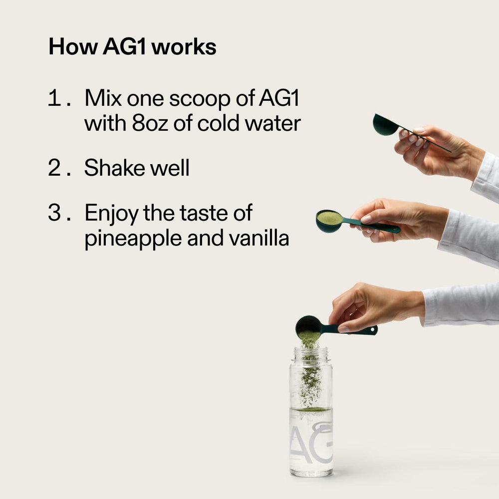 AG1 daily routine setup shows simple morning health ritual.