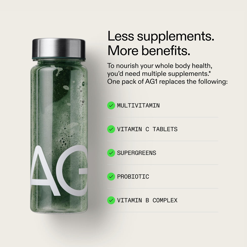 AG1 Greens Powder Refill Pouch — side view