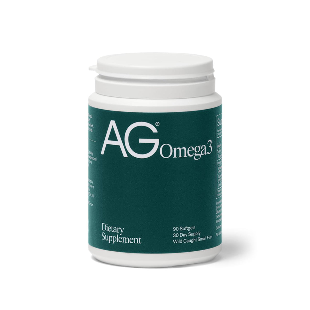 AG1 Omega-3 Fish Oil Softgels bottle on white background