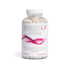 Bottle of AgelessLX HMB collagen supplement for women 40+