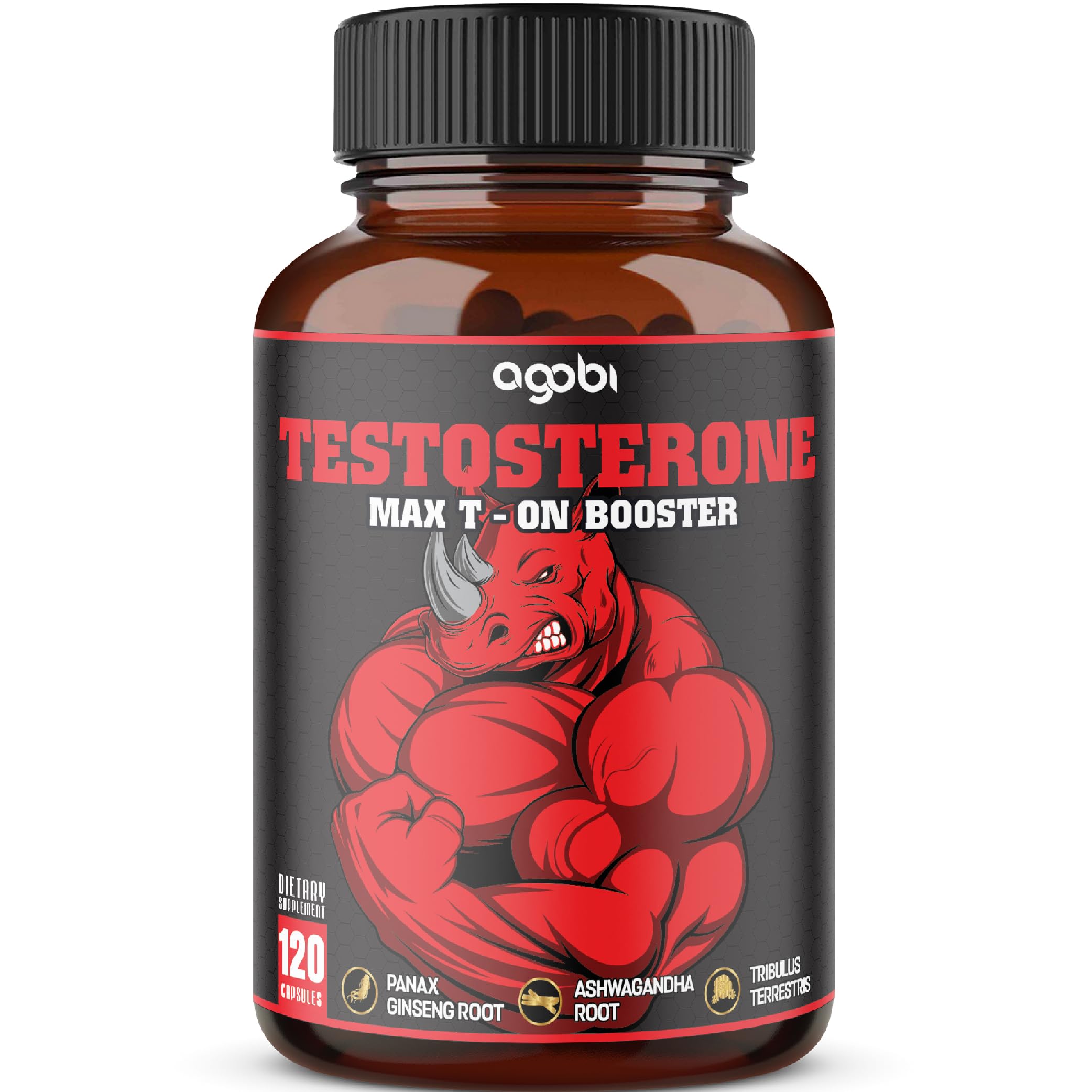 agobi 11in1 testosterone supplement bottle front showing 120 capsules for potential energy boost