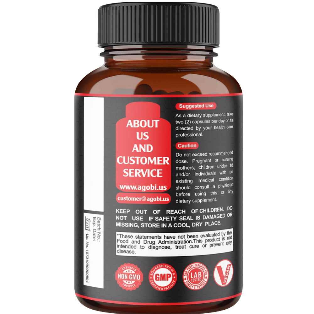 agobi usa-lab quality seal closeup, quality compliant with cGMP and ISO standards