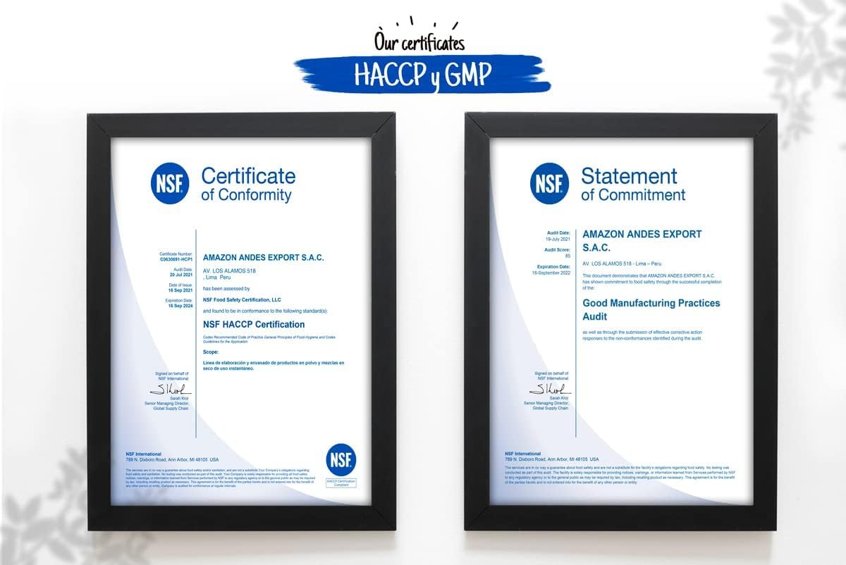 GMP and FDA-registered facility icons on packaging