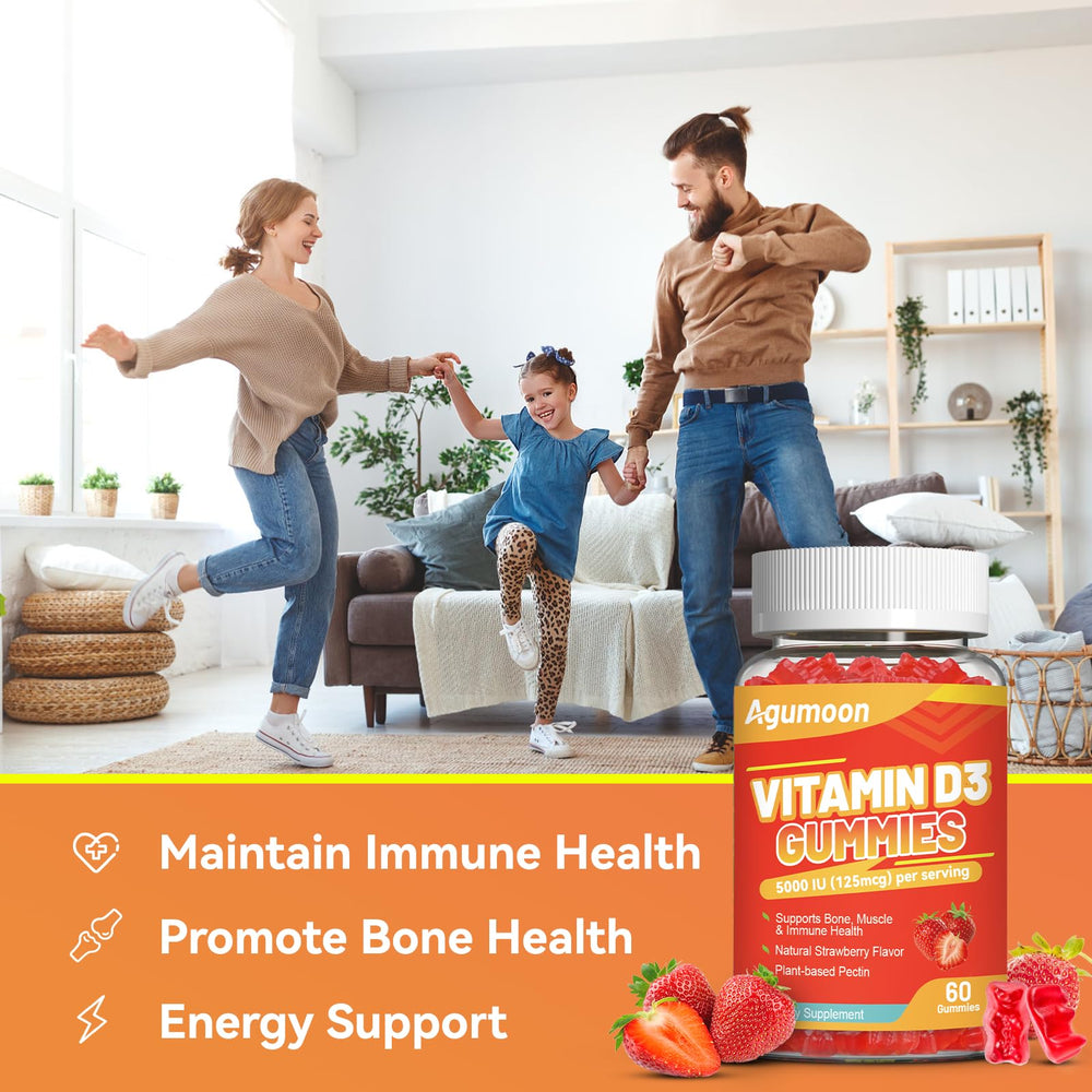 60-count bottle packaging for Agumoon Vitamin D3 gummies