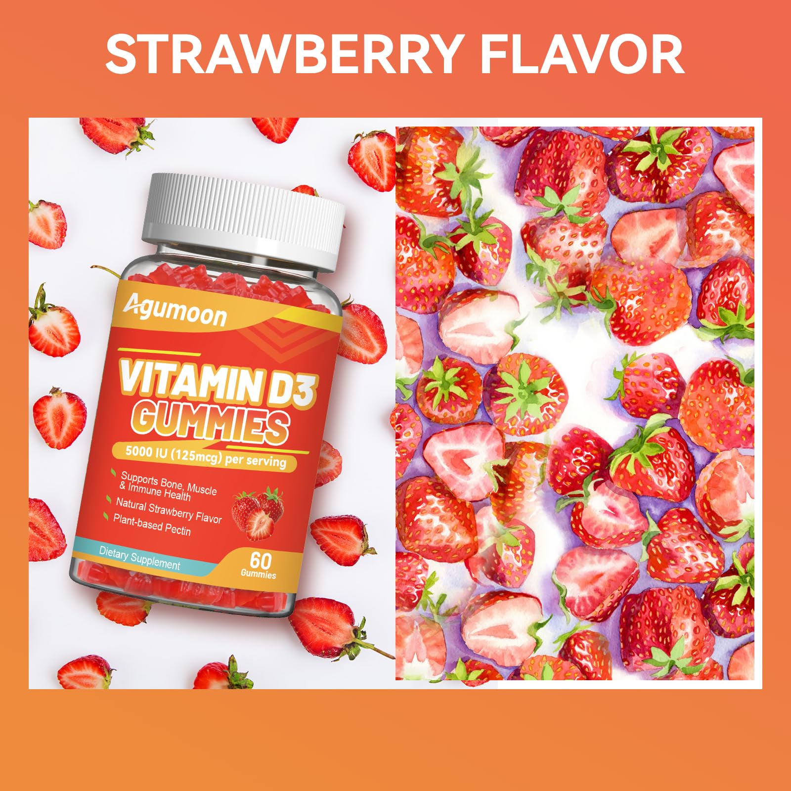 Serving size information for Agumoon Vitamin D3 gummies