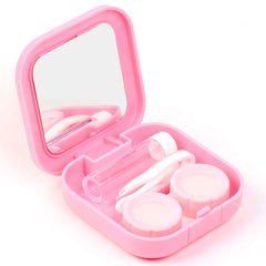 AHIER pink portable contact lens case with mirror