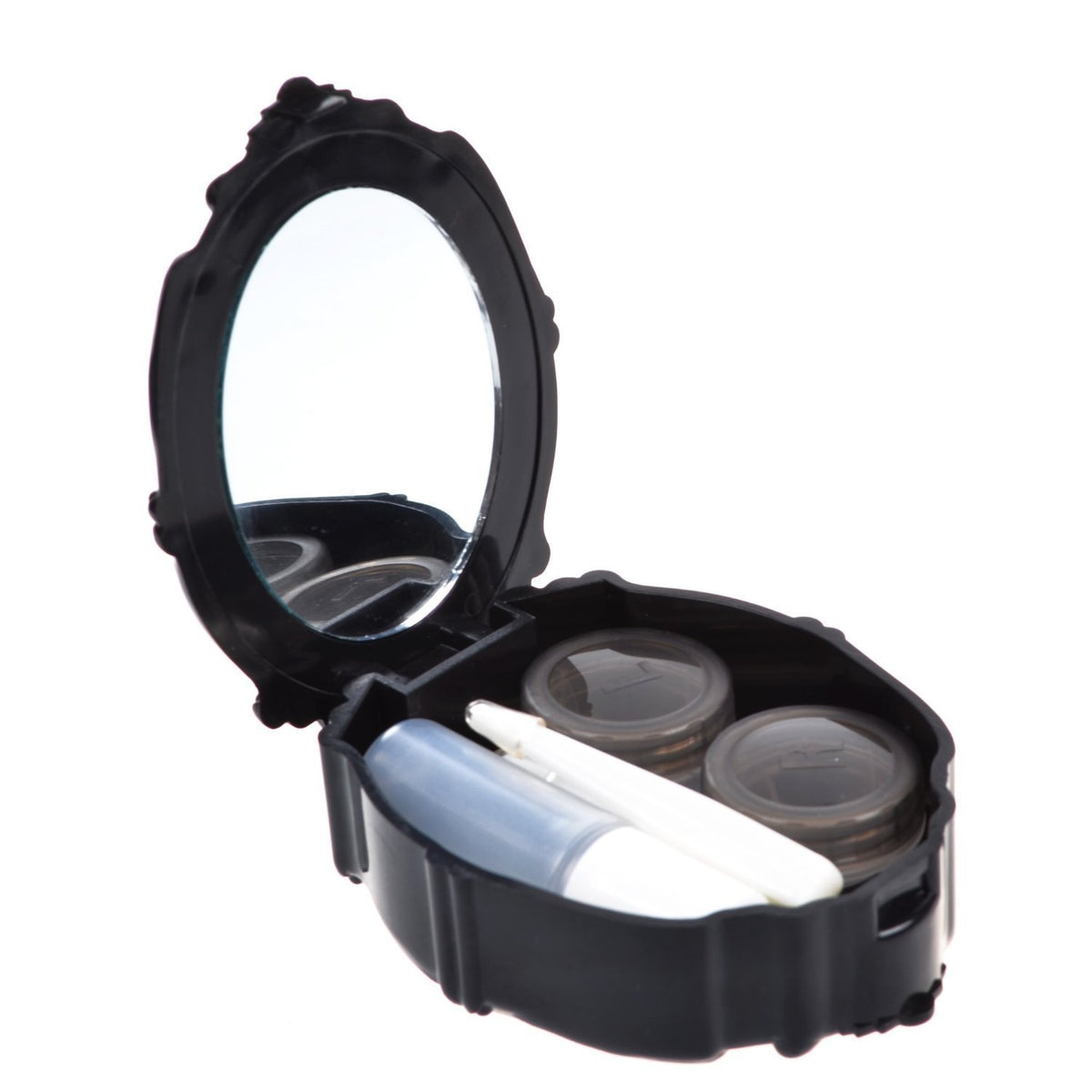 AHIER rose design contact lens case with mirror – front view