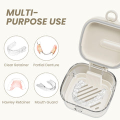 Compact travel-friendly denture case dimensions 3.26 x 2.87 x 2.79 inches
