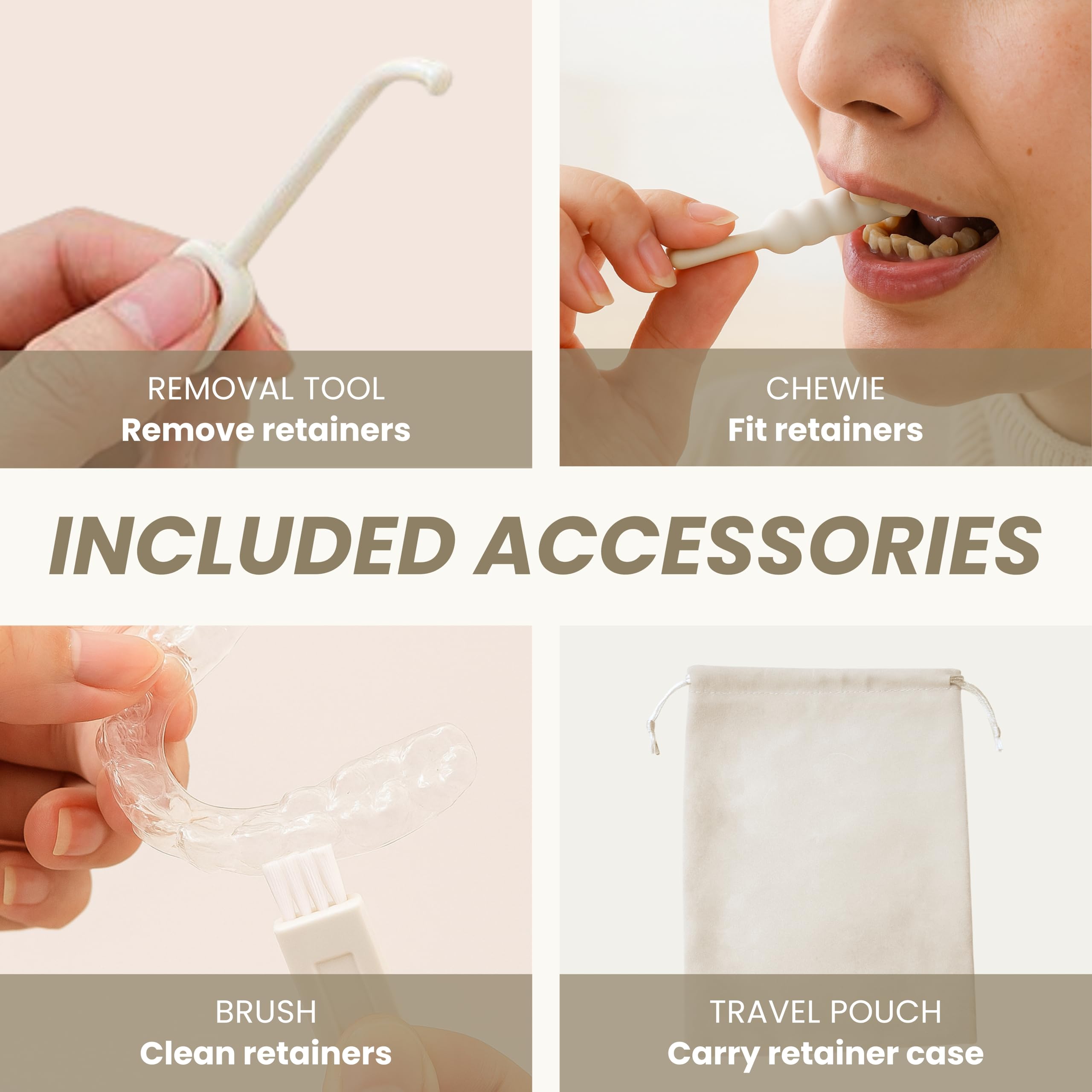White AHYUEE denture case with complete dental care kit inside