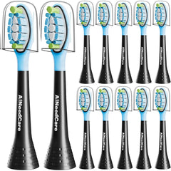 AiNeedCare 12-pack toothbrush replacement heads compatible with Philips Sonicare in white and black
