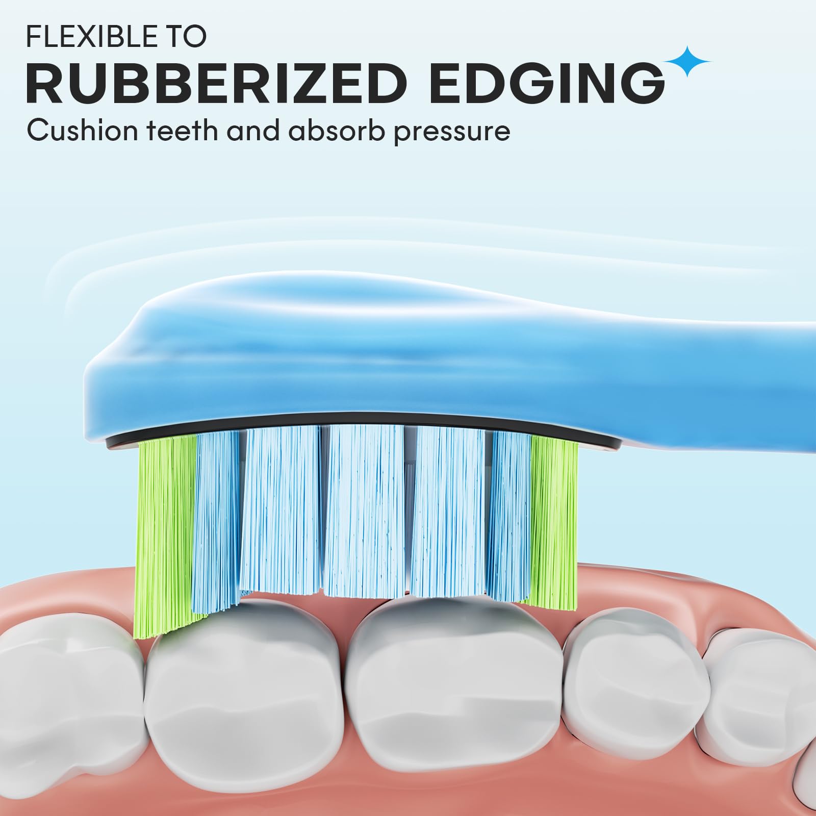 Indicator bristles fade over time on AiNeedCare toothbrush head