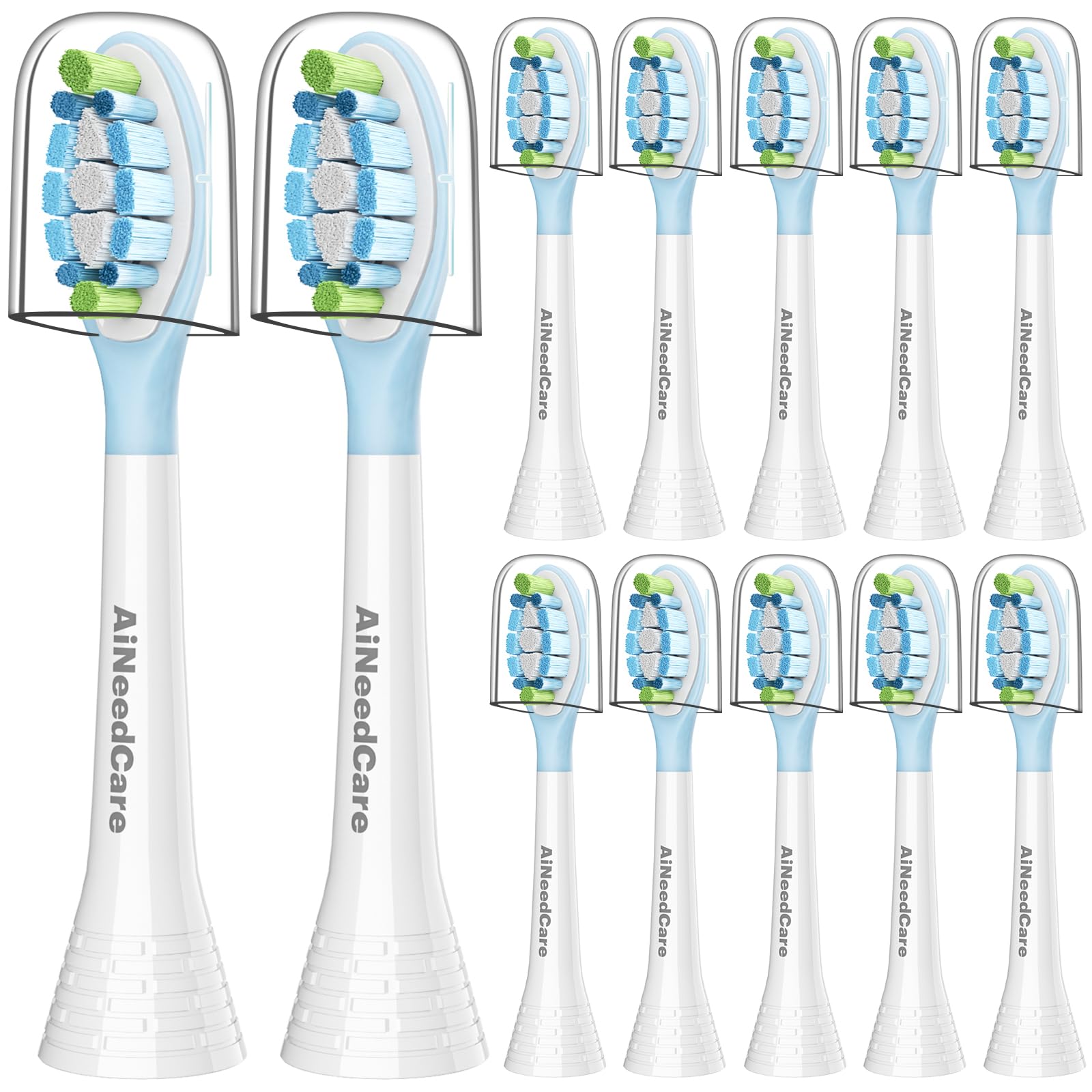 AiNeedCare 12-pack replacement heads for Philips Sonicare in white/black packaging preview