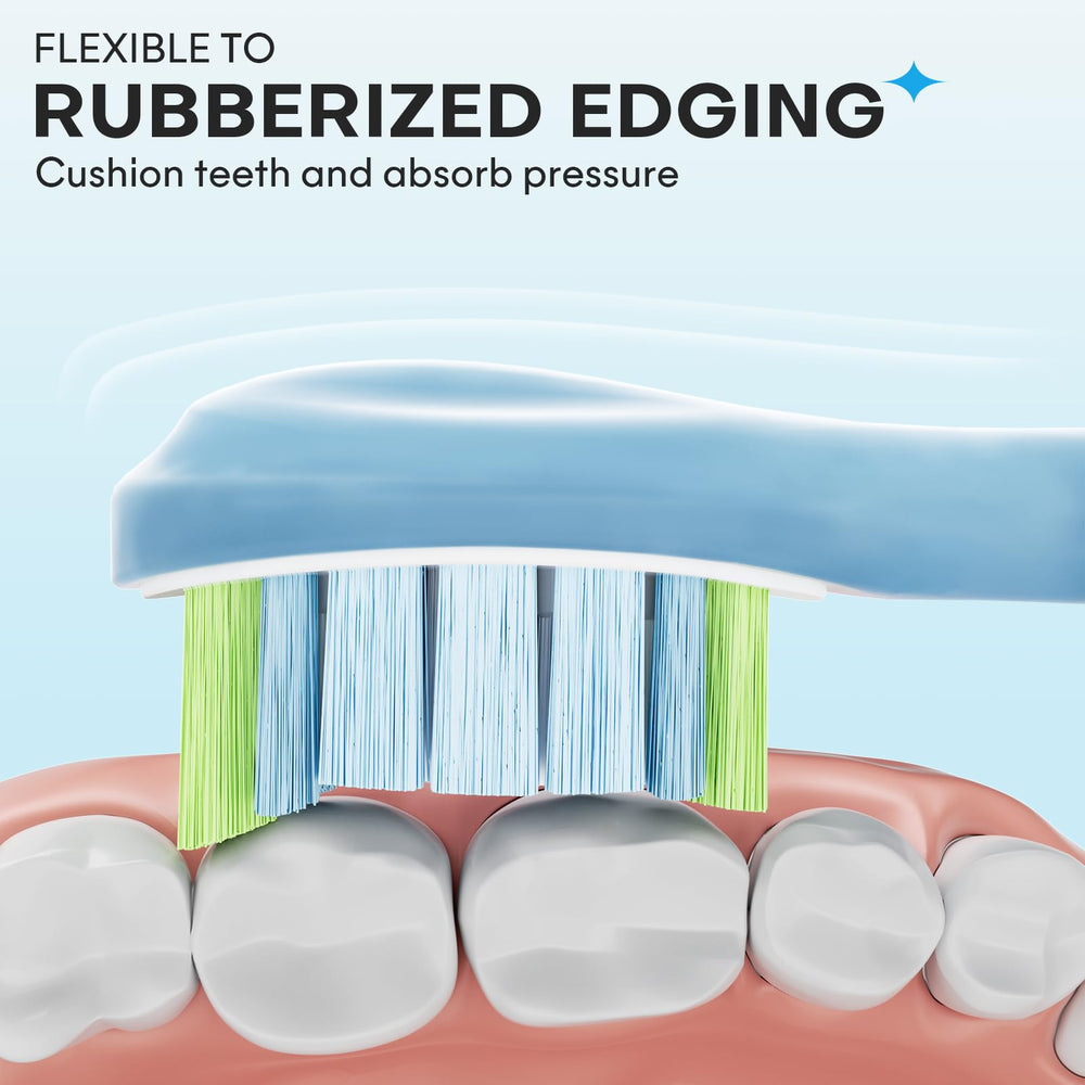 Flexible rubber sides on AiNeedCare head cushion teeth and absorb pressure