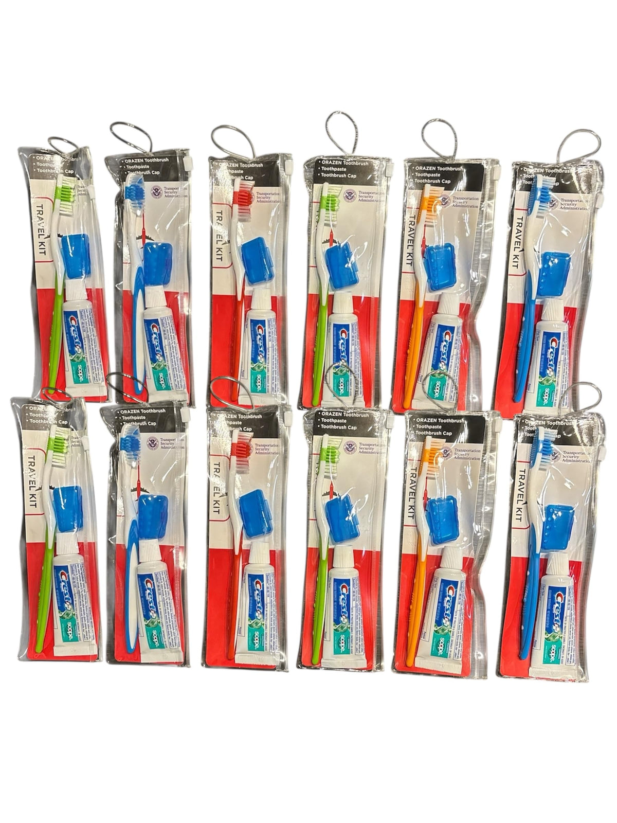 AIAG 12-pack Travel Toothbrush Kit display with 12 travel kits