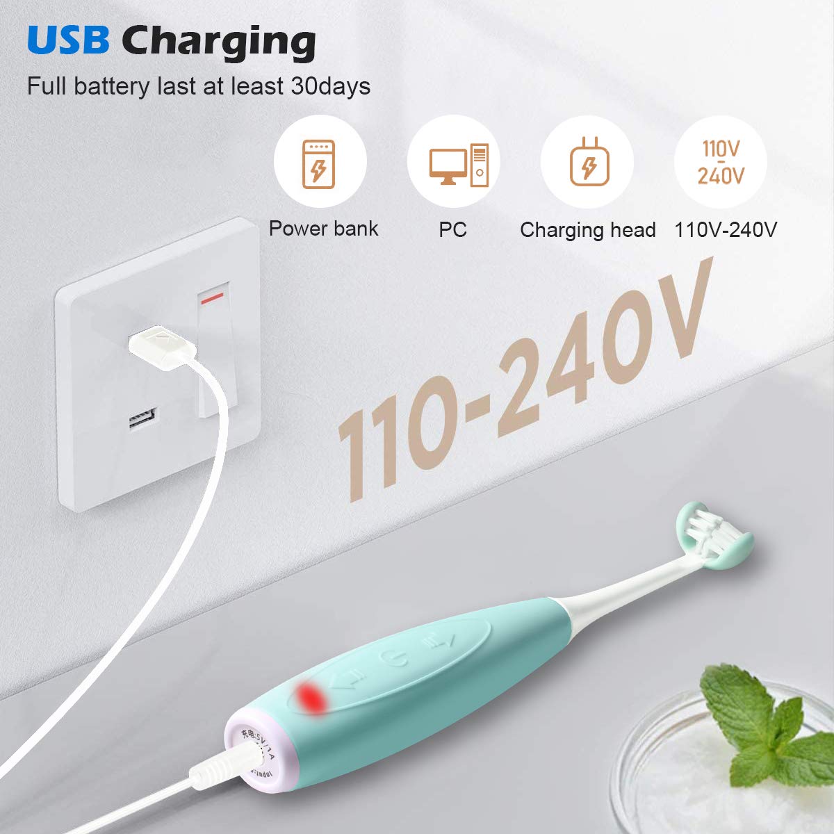 Rechargeable base for AICase Kids Sonic Toothbrush Blue