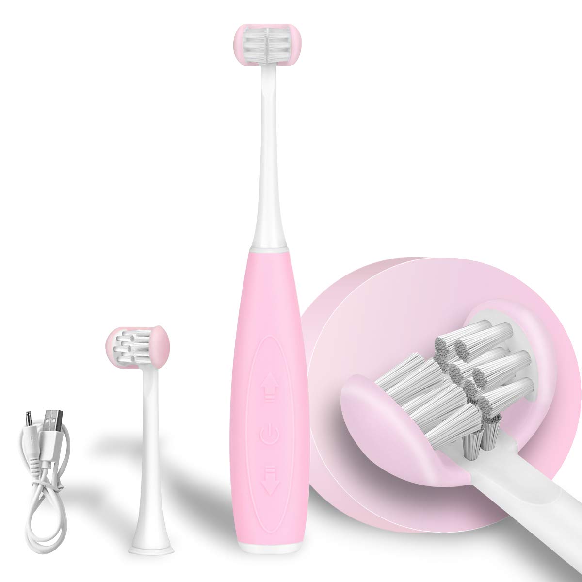 AICase Triple Best Kids Sonic Toothbrush pink front view
