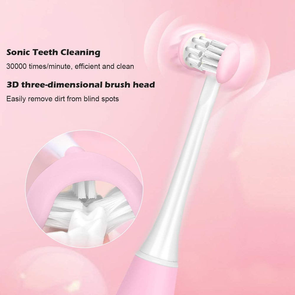 Angled bristles designed to reach each tooth pink