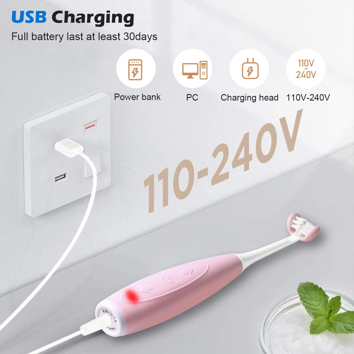 Rechargeable handle with charging base pink
