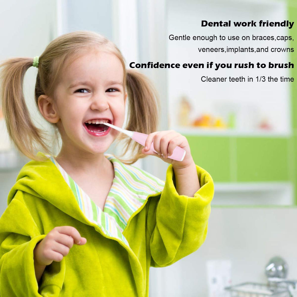 2-minute sand timer graphic on pink toothbrush