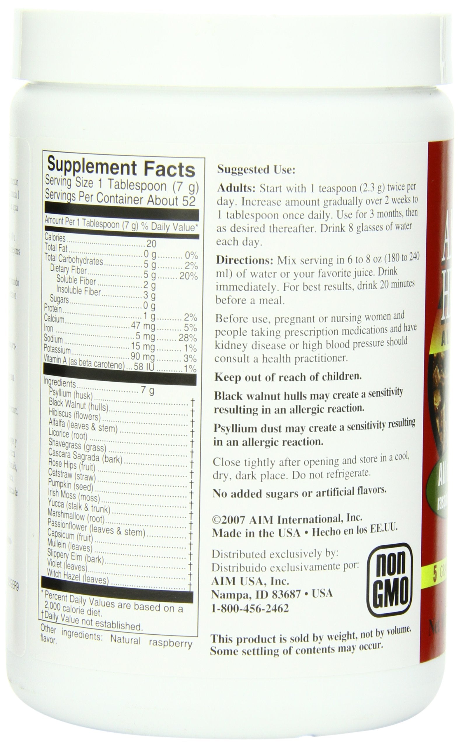 AIM Herbal Fiberblend capsules bottle with 280 capsules