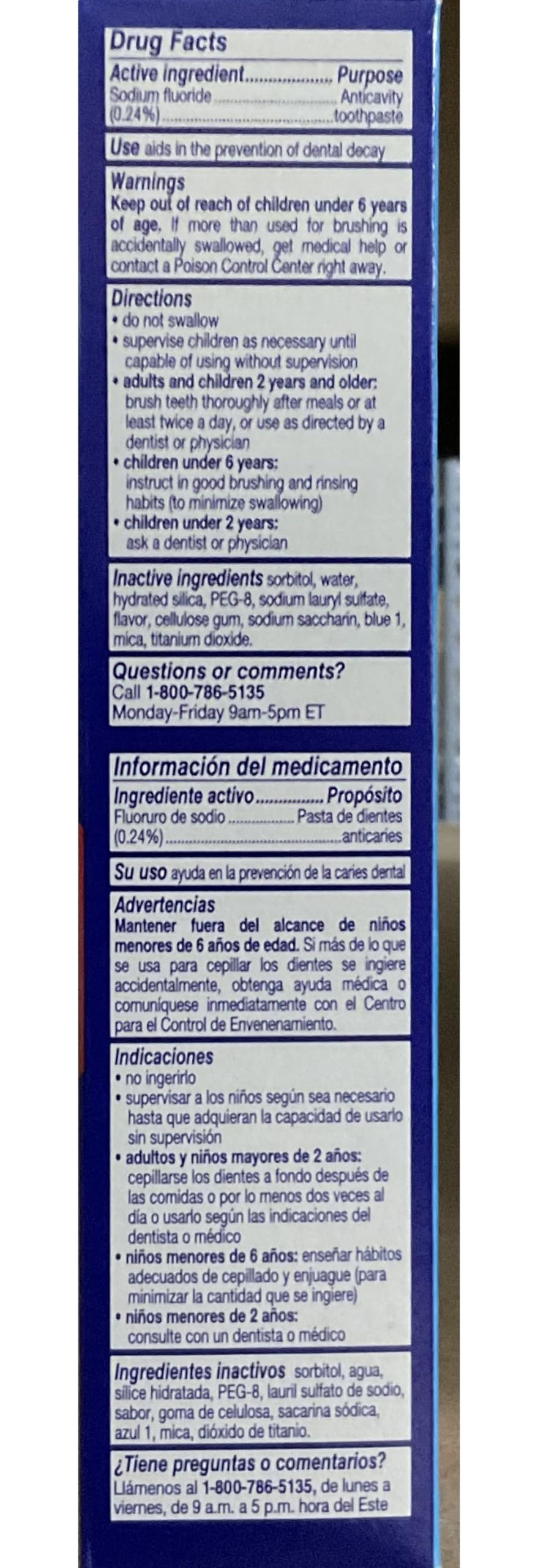 Back packaging showing 4-pack and cavity protection