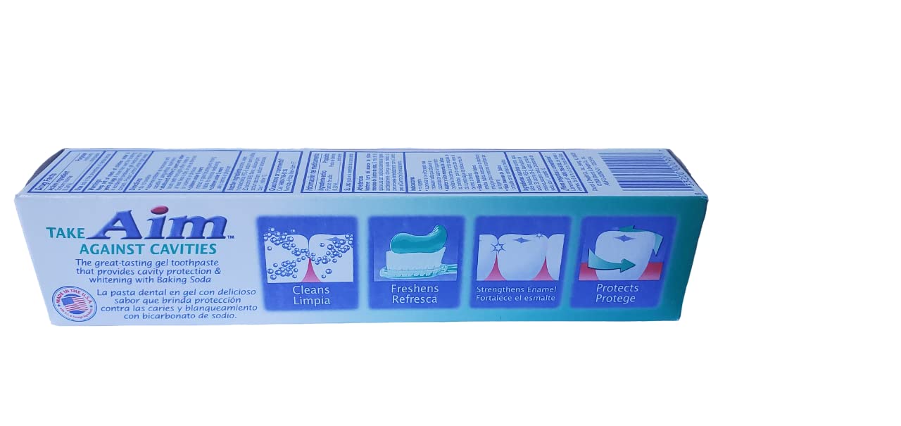 Toothbrush with AIM whitening gel toothpaste in fresh mint flavor