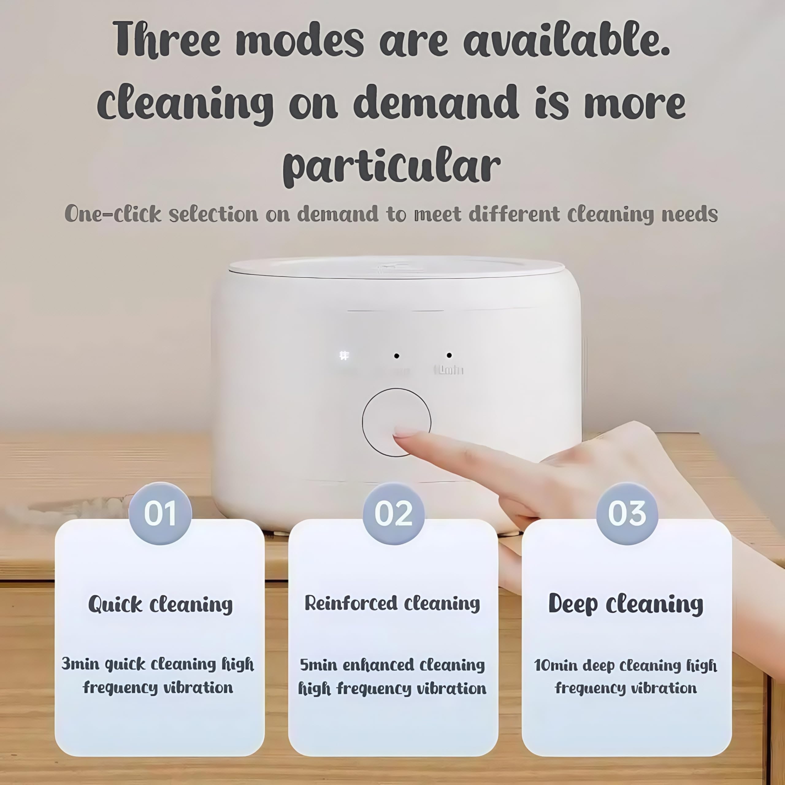 Quiet operation of the cleaner with compact base on table