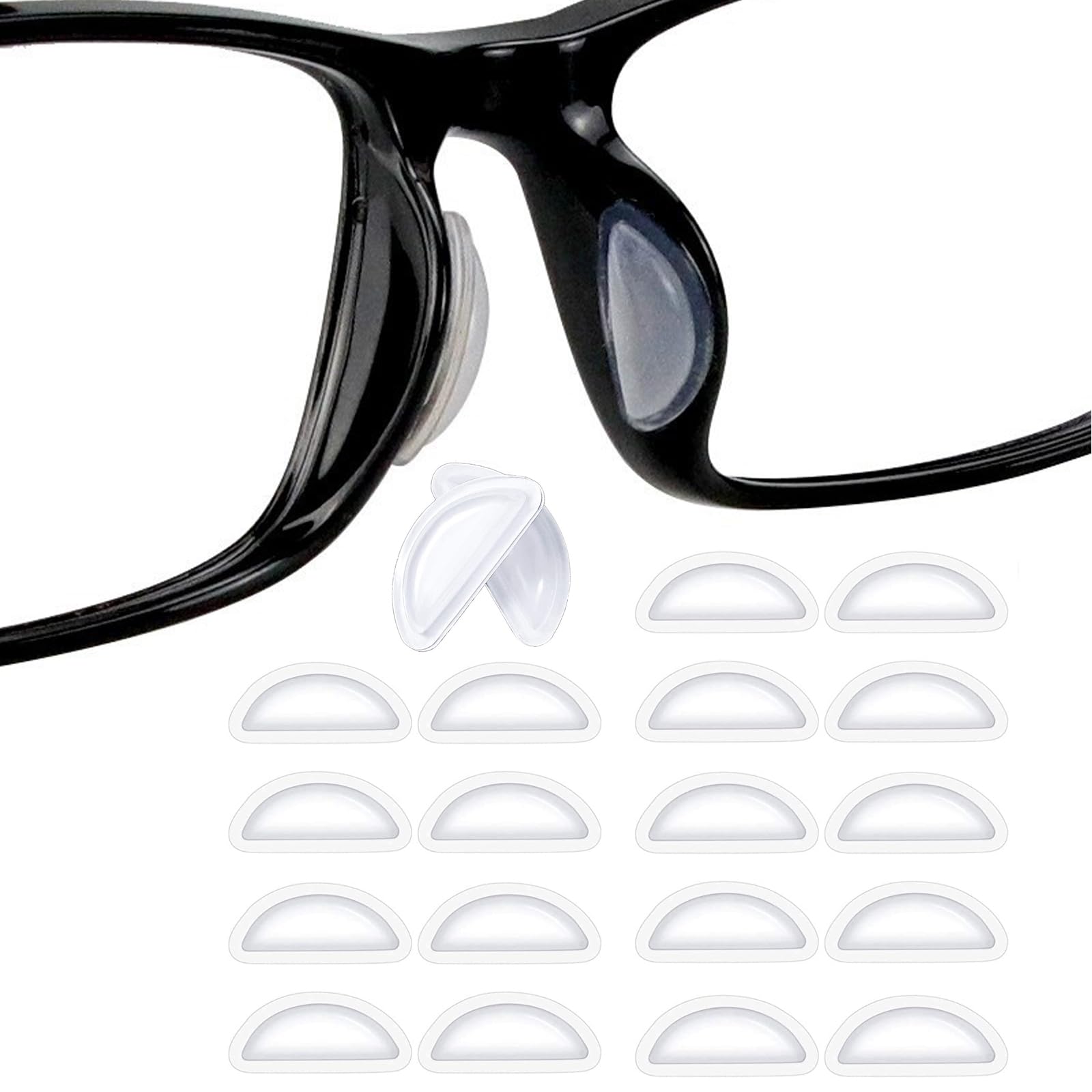 Air chamber D-shaped nose pads in clear color