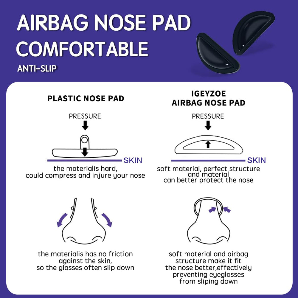 Adhesive backing on nose pads for easy attachment