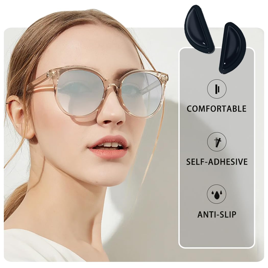 Lightweight discreet nose pads on glasses frame