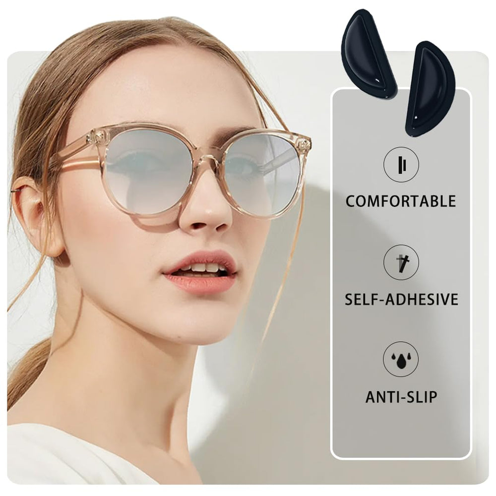 Lightweight discreet nose pads on glasses frame