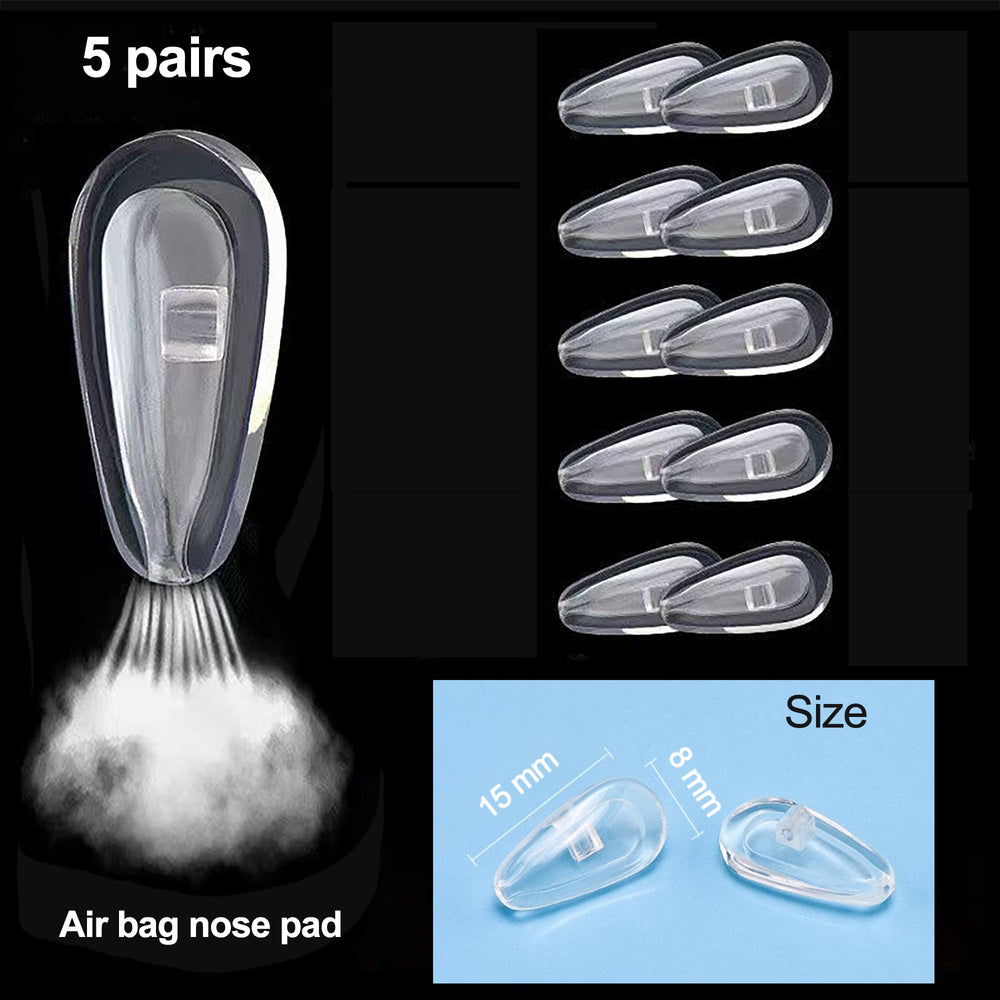 Soft silicone air-chamber nose pads for eyeglasses