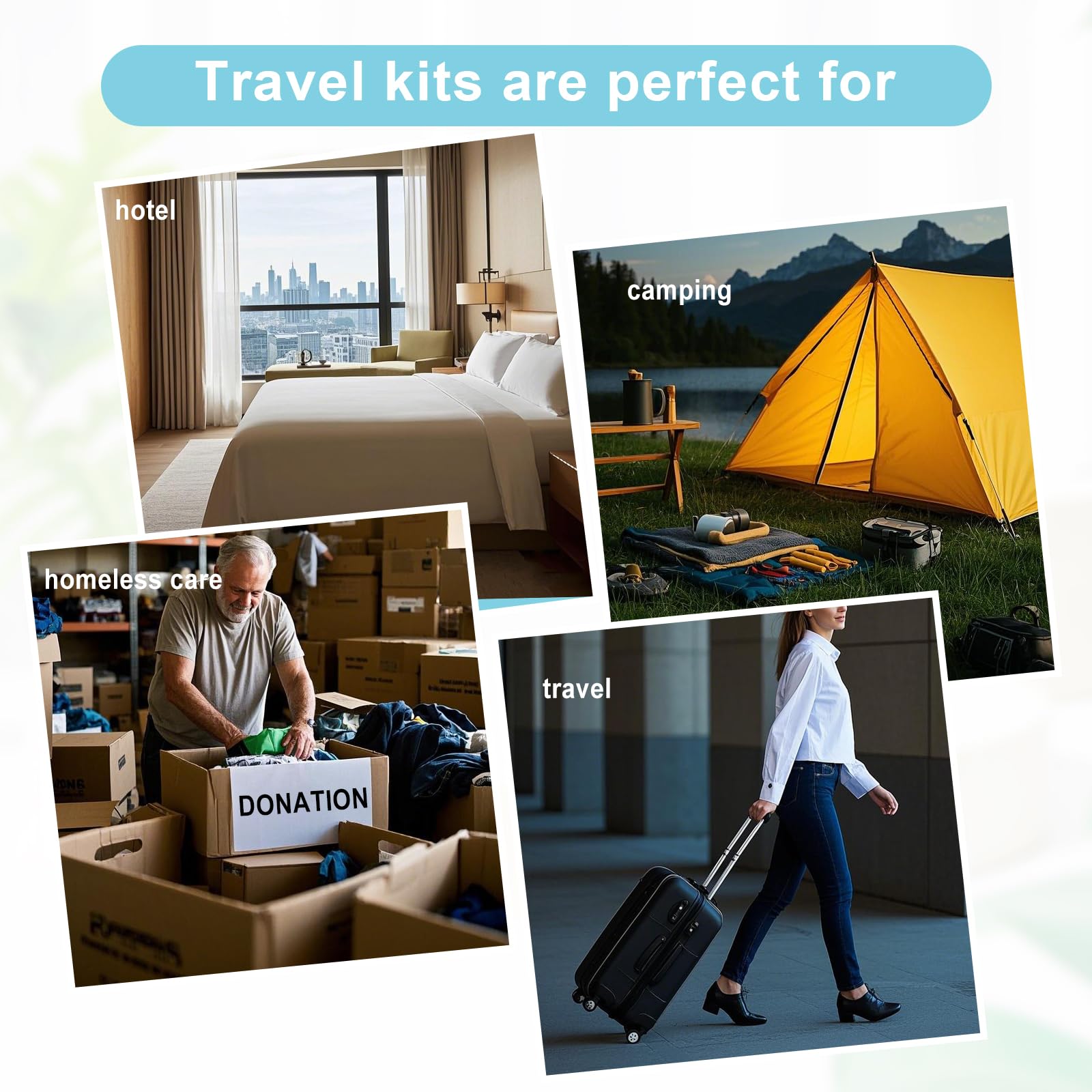 Airbnb charity hygiene pack ready for donation and travel