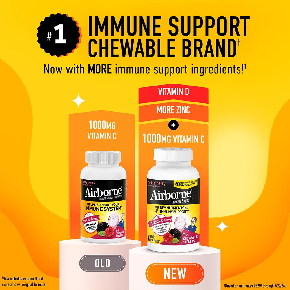Two-pack Airborne chewables with 116 total tablets